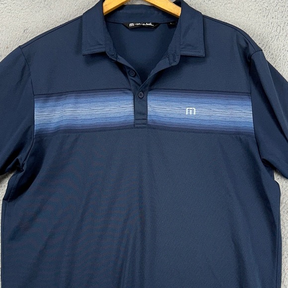 Travis Mathew Mens Golf Polo Shirt Large Dark Blue Short Sleeve Rugby Stretch